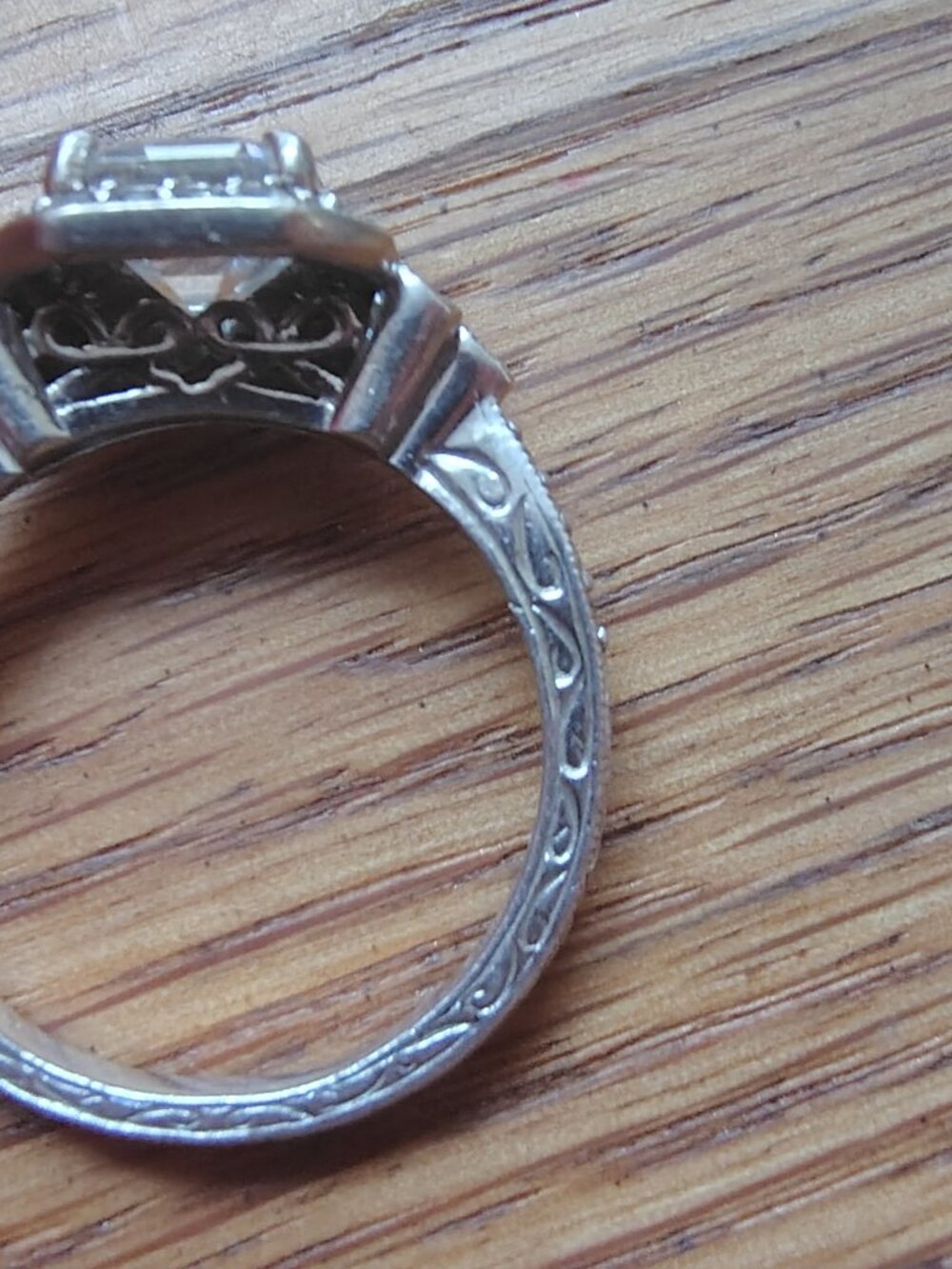 Bridal Set CZ Square Cut With Intricate Detail - Picture 5 of 9